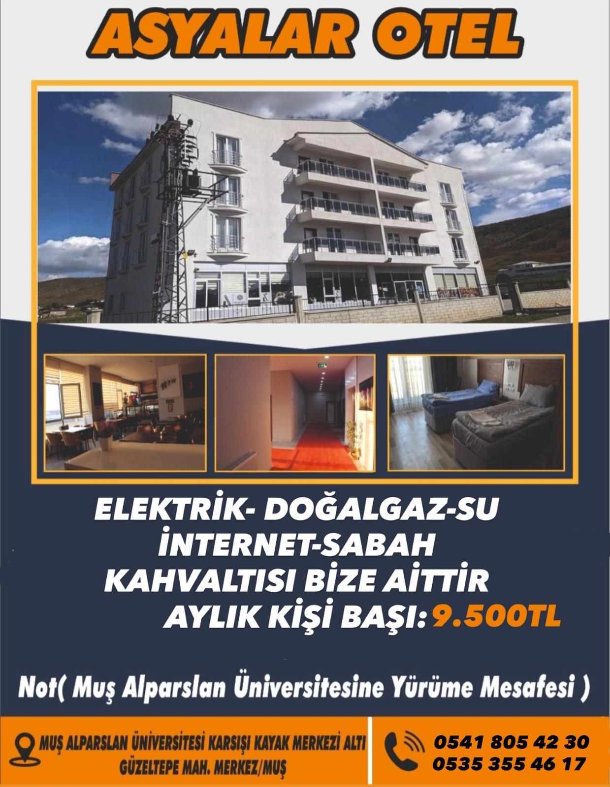 Asyalar Otel fiyat ve hizmet afişi